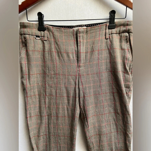 Anthropologie Houndstooth Grid Plaid taper trouser pants Sz 8 - Picture 4 of 12